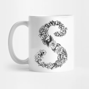 Floral initial S Mug